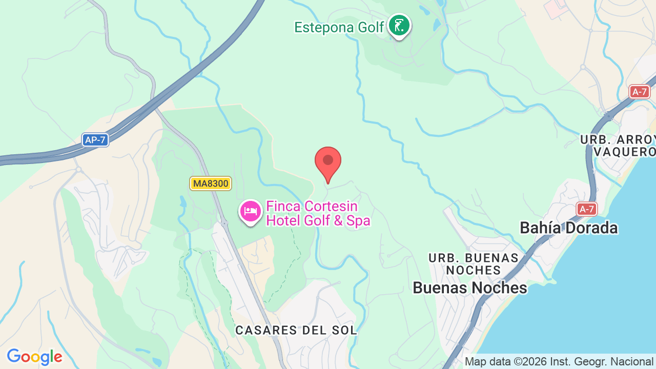 Map showing the location of Las Terrazas de Cortesin Bon Air